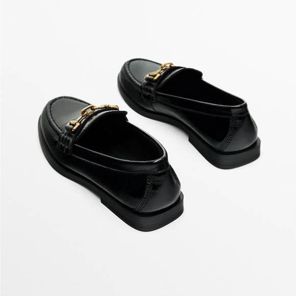 NWT. Massimo Dutti Creased Patent-Finish Loafers with Horsebit. Size 6,5. - Picture 4 of 7